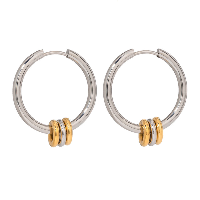 Cross-Border European Stainless Steel Hoop Earrings - High-End Electroplated Non-Fading Titanium Steel Jewelry