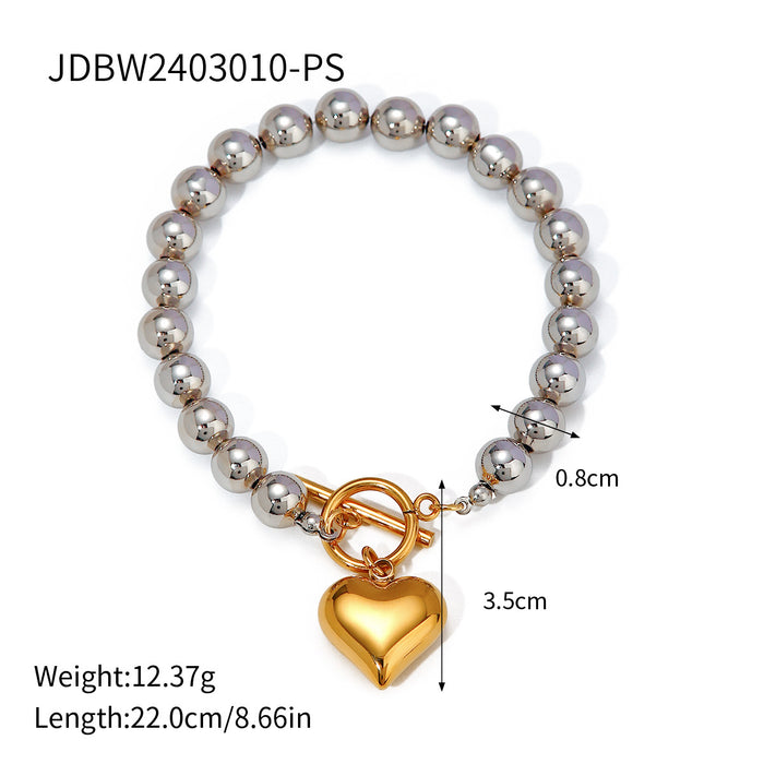 Stainless Steel Zircon Pearl Bracelet Metal Chain Titanium Steel Jewelry