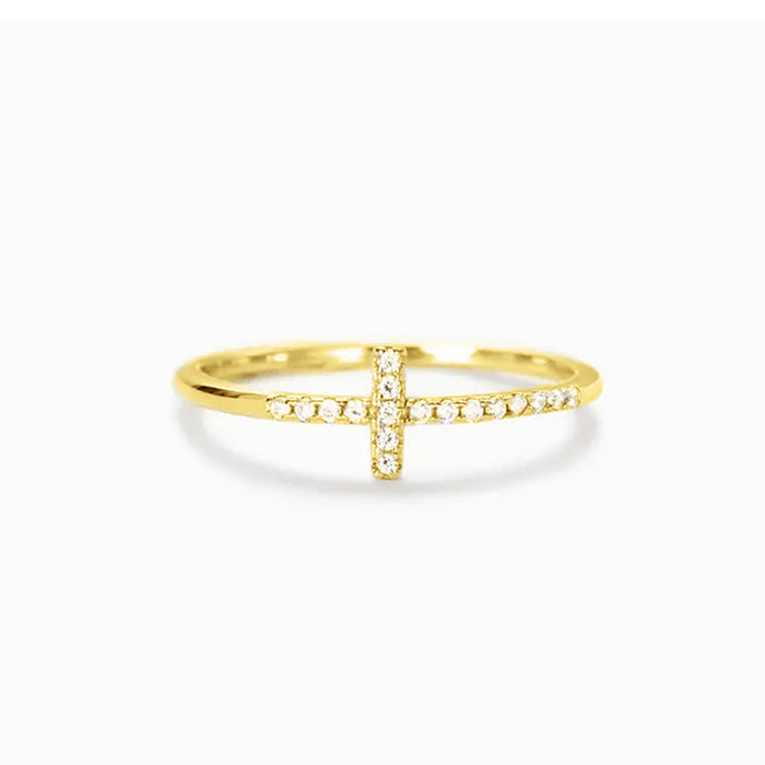 Cross cold style ring punk style single row thin ring