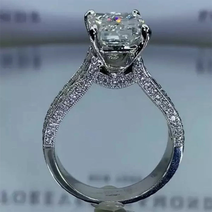 Korean style simple wedding diamond ring female diamond plated platinum ring