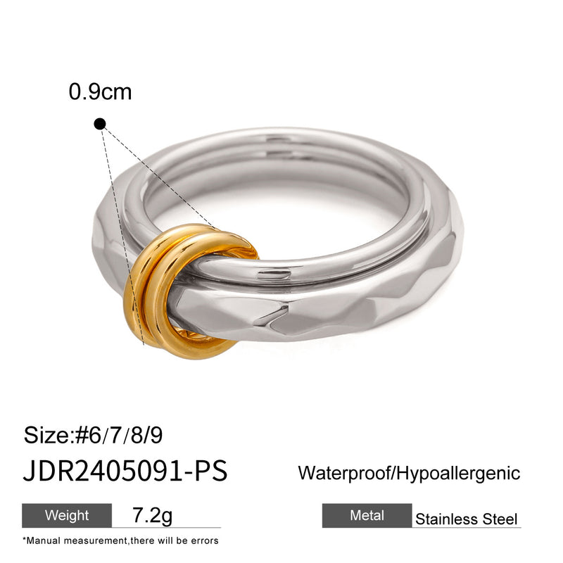 Stainless steel color-block ring