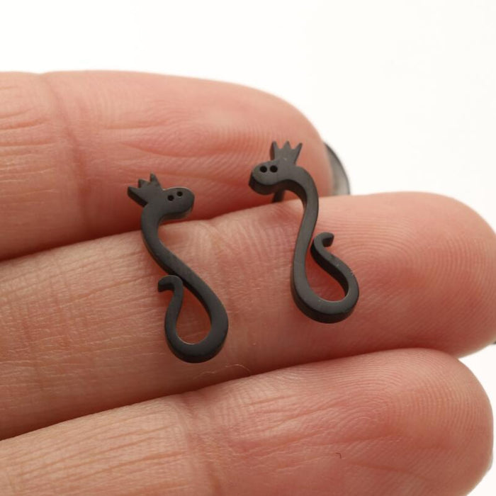 Crown Snake Stainless Steel Stud Earrings - Cute and Unique Animal Jewelry