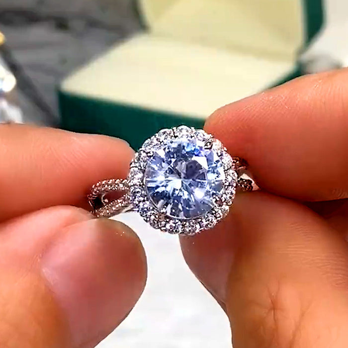 Shiny oversized zircon engagement ring wedding bridal ring