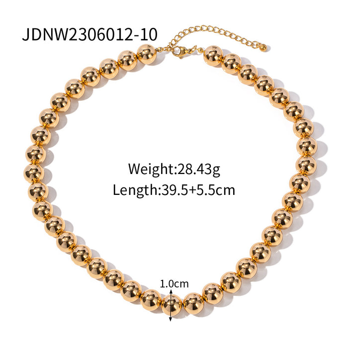 Trendy Elastic Necklace - 18K Gold-Plated Copper Bead and Leather Necklace, Non-Fading Design