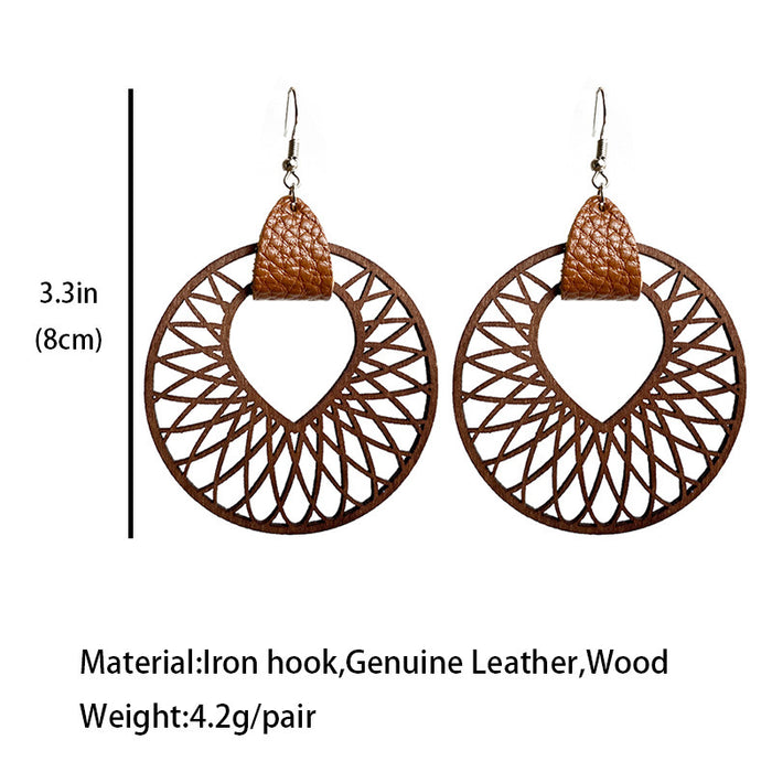 Wooden hollow earrings