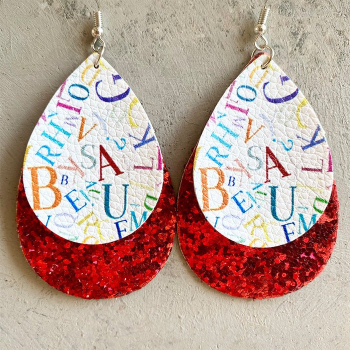 Pendientes brillantes con forma de lágrima y diseño de purpurina para Wish