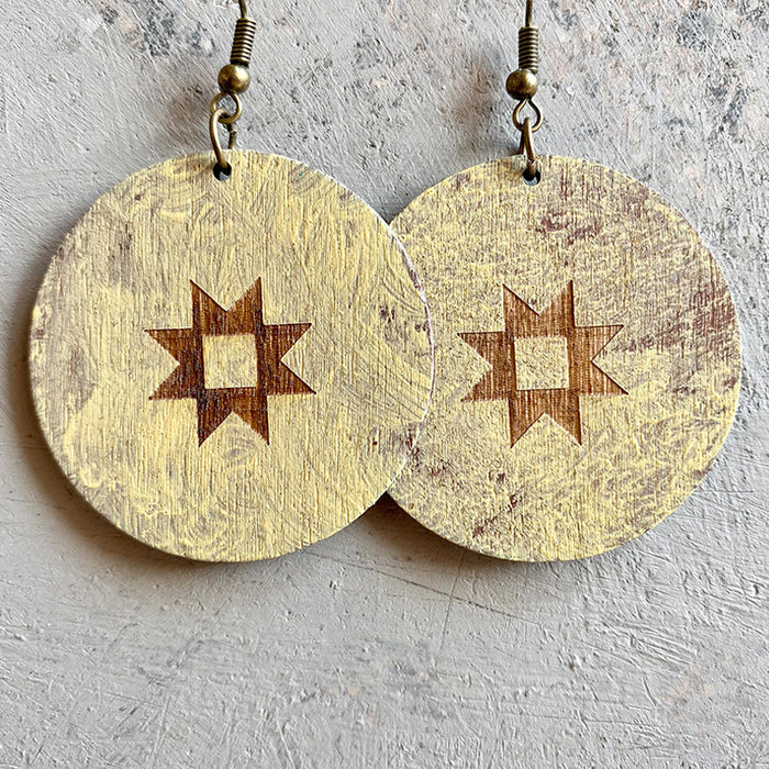 Wooden sun earrings