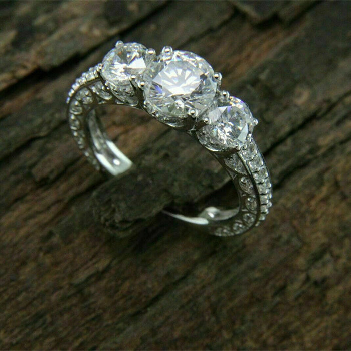 Anillo de compromiso de circonita con ocho corazones y ocho flechas, joyería de boda popular