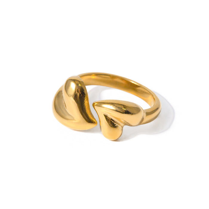 Modern 18K Gold Plated Stainless Steel Ring with Wavy Pattern