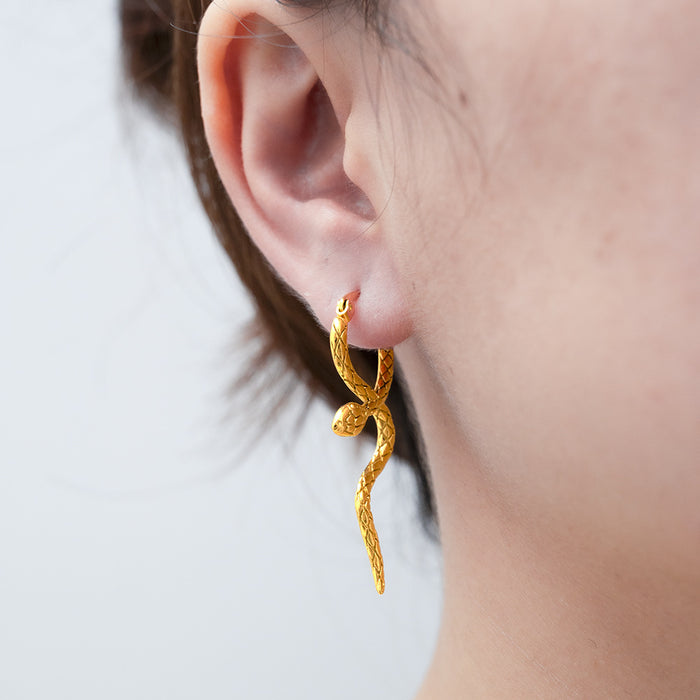 Pendientes de acero inoxidable con forma de serpiente retro, pendientes largos de moda para mujer