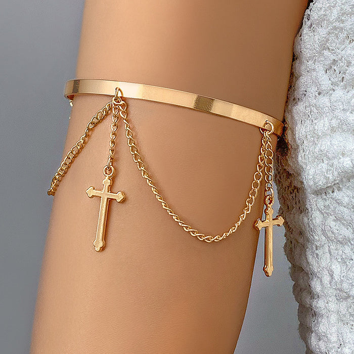 Metal cross tassel arm chain beach arm bracelet jewelry