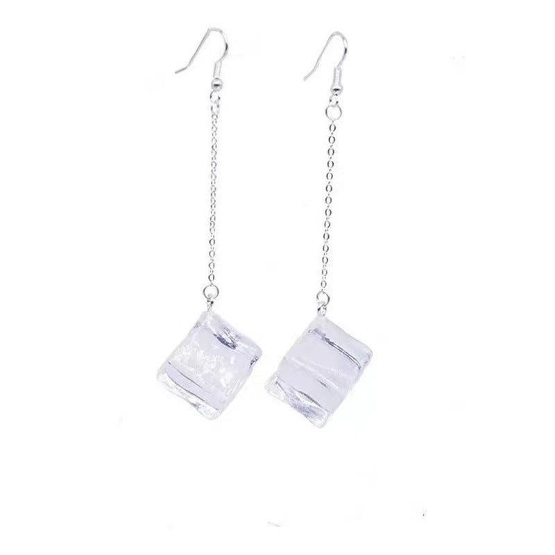 Ice cube long earrings summer simple acrylic earrings