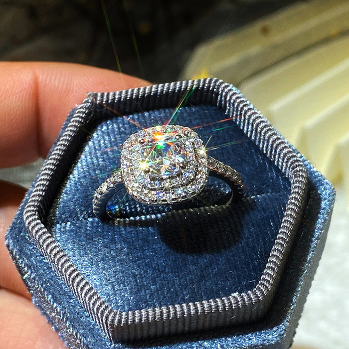 Anillo de circonitas con microincrustaciones de ocho corazones y ocho flechas, joyería de boda con diamantes simulados europeos y americanos