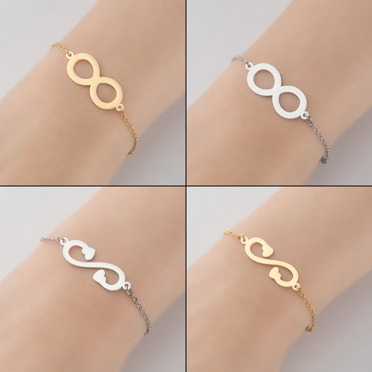 Pulsera colgante con número 8 hueco, versión coreana de pulsera de aguja giratoria con nicho geométrico al por mayor