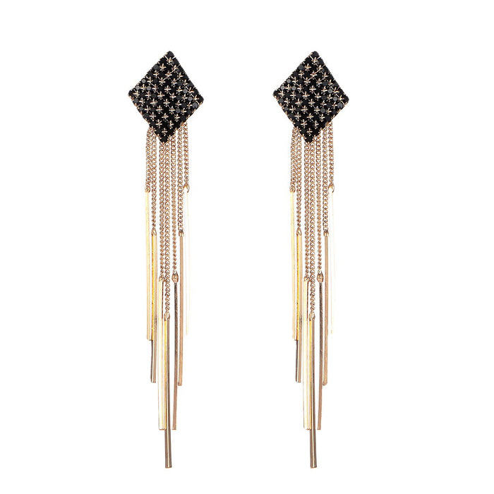 Luxury Geometric Rhinestone Earrings - Elegant Statement Jewelry for Women