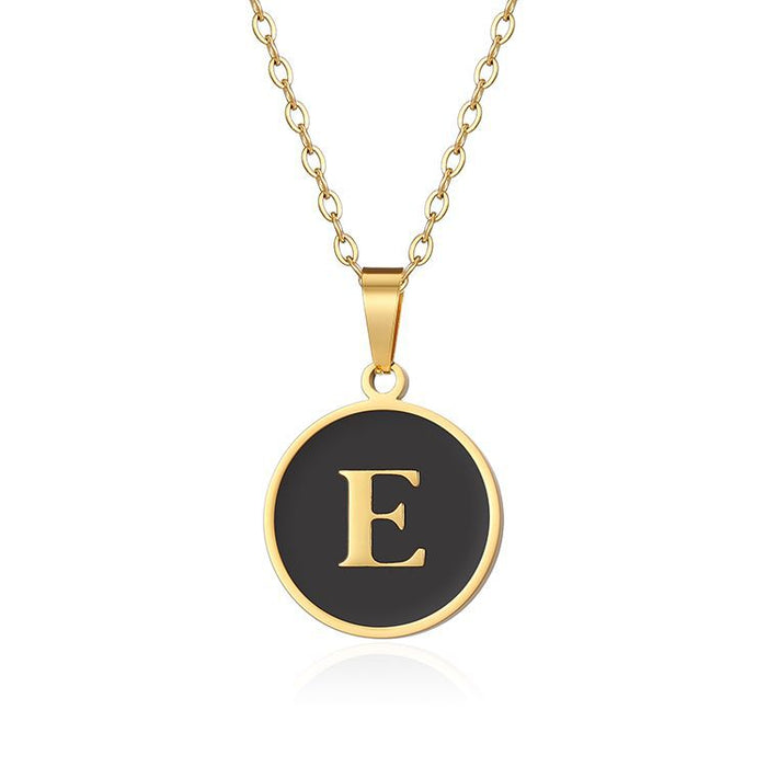 European and American letter pendant necklace, oil-painted gold clavicle chain