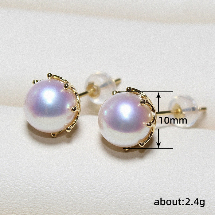 Minimalist imitation pearl earrings round vintage earrings