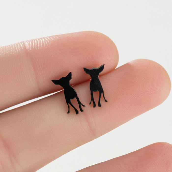 Chihuahua Dog Stainless Steel Stud Earrings - Sweet and Playful Animal Jewelry