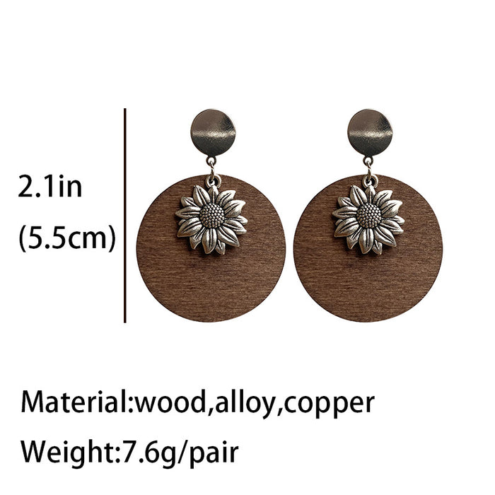 Wooden sunflower earrings