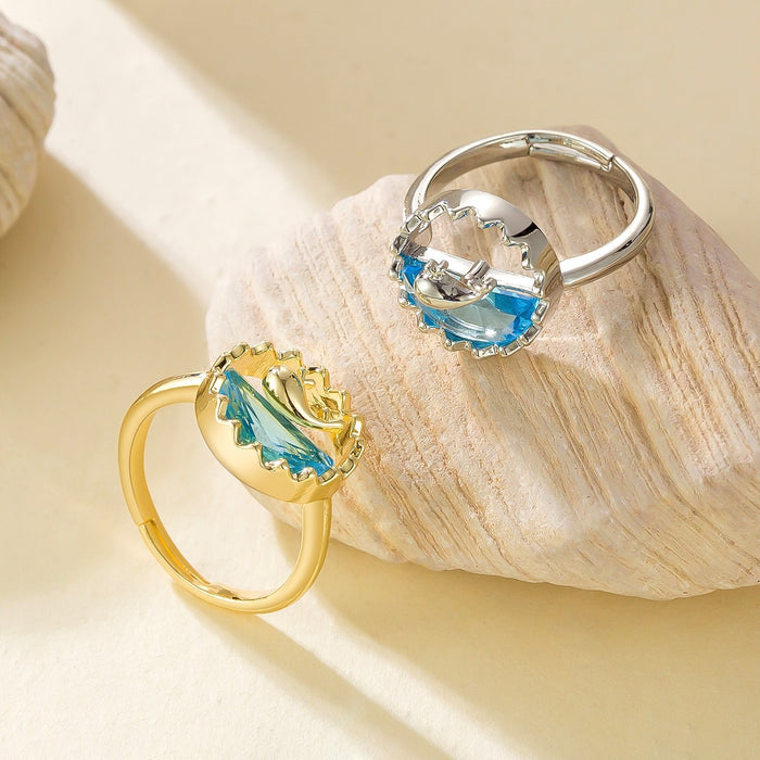 Wholesale copper diamond-encrusted whale ocean-themed rings