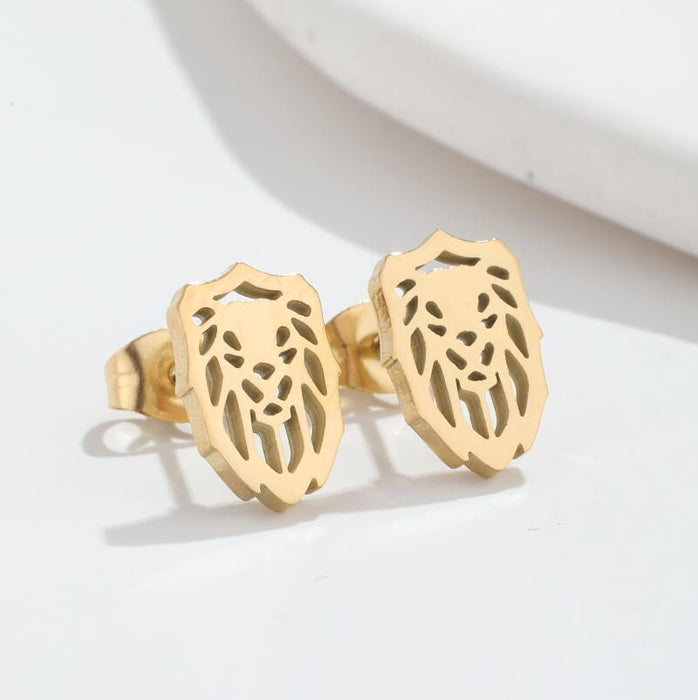 Lion Hollow Stainless Steel Earrings - Vintage and Elegant Animal Jewelry