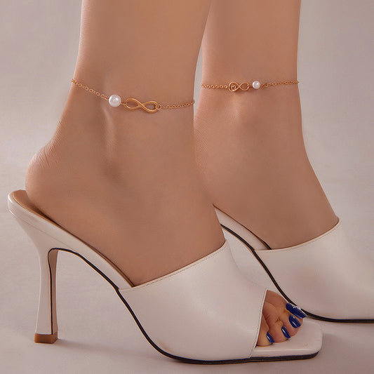 Minimalist Multi-Layered Heart Anklet Set – Rhinestones for a Chic Touch