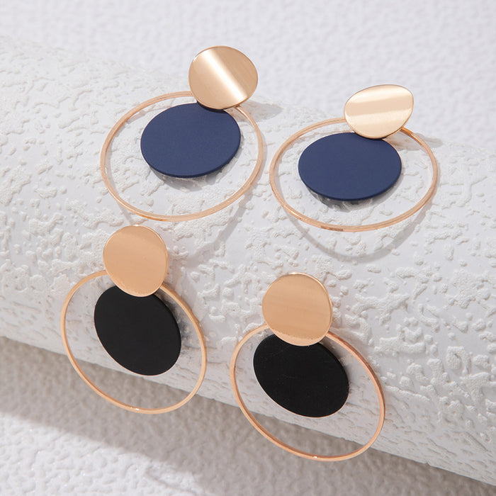 Round earrings set sequin two-piece earrings