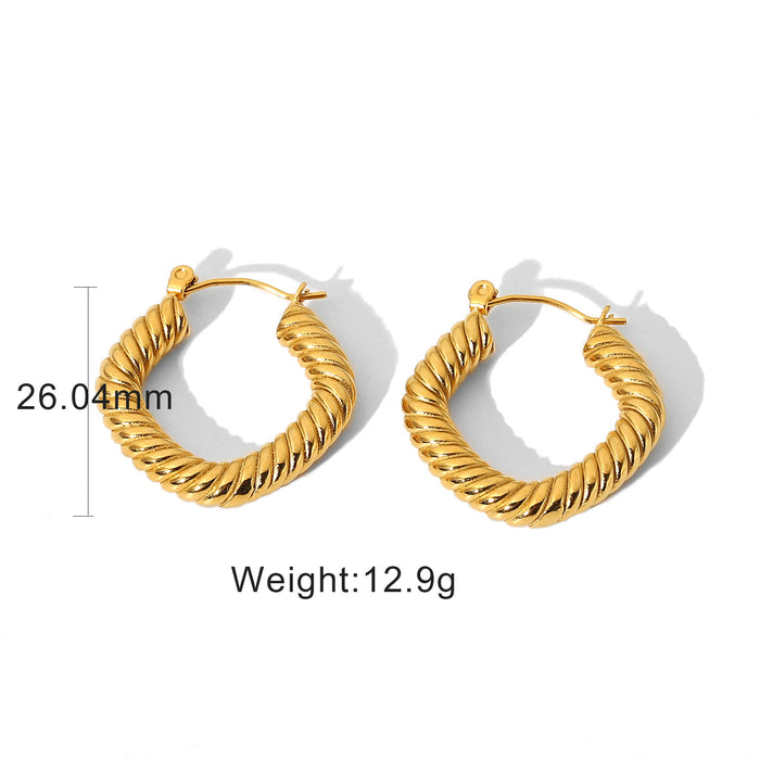 Patterned casting earrings, stainless steel retro light luxury twist ear buckles