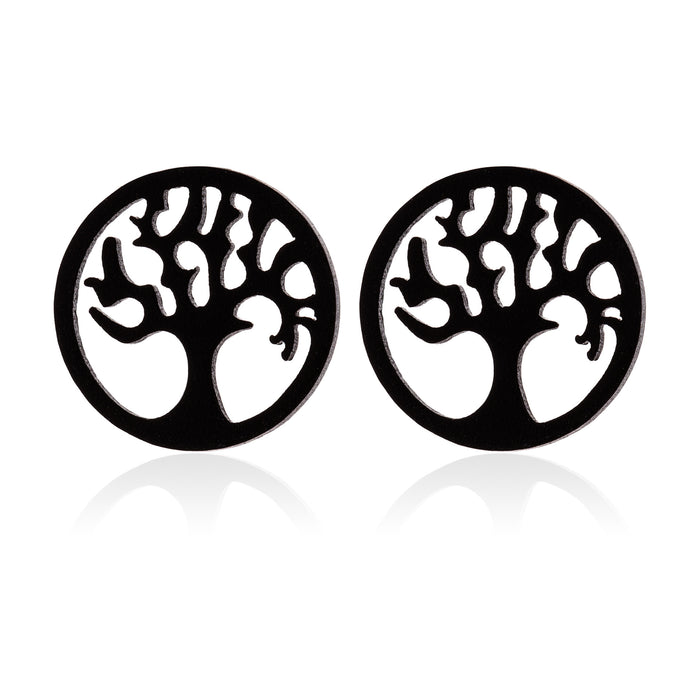 Wishing Tree Geometric Stainless Steel Stud Earrings - Vintage-Inspired Jewelry for a Unique Look