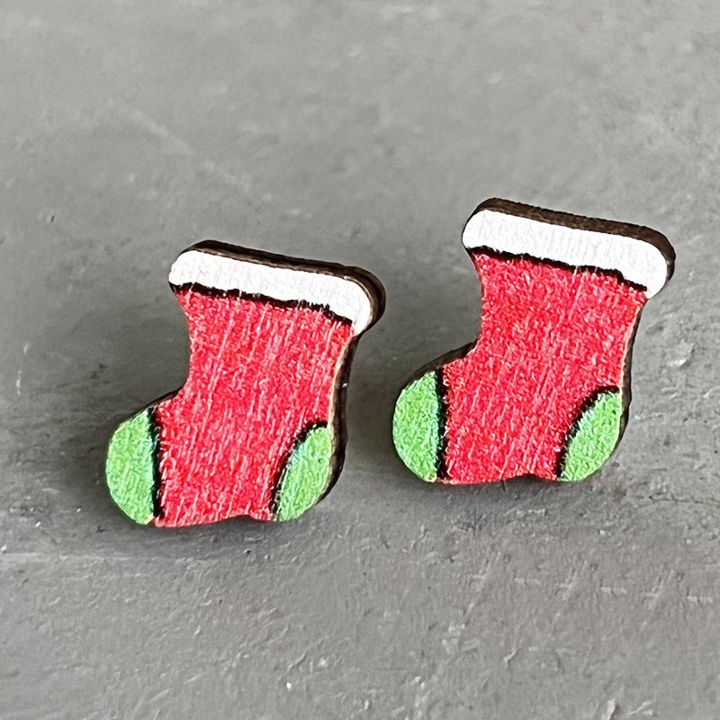 Wooden Christmas Gingerbread Man Earrings