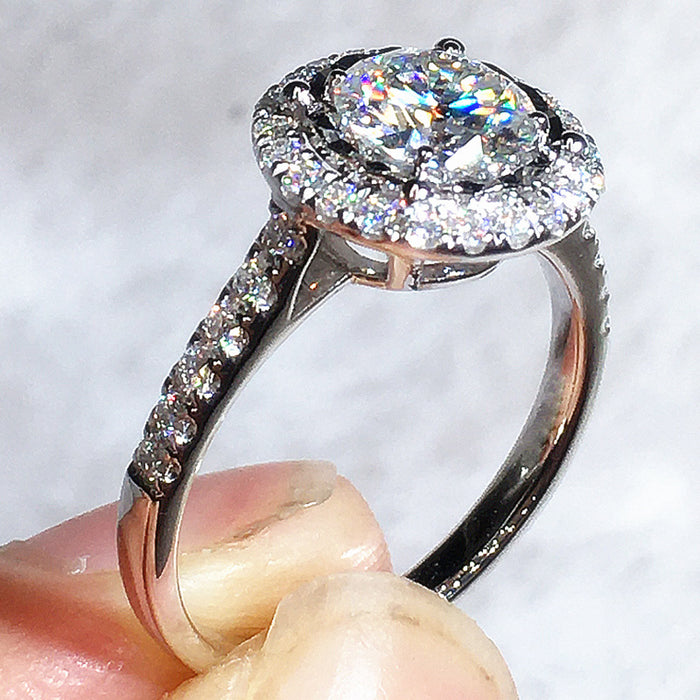 Inlaid simulated diamond ring wedding bridal jewelry factory direct