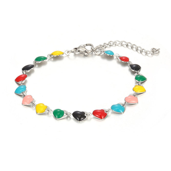 Colorful love bracelet necklace, epoxy DIY titanium steel jewelry