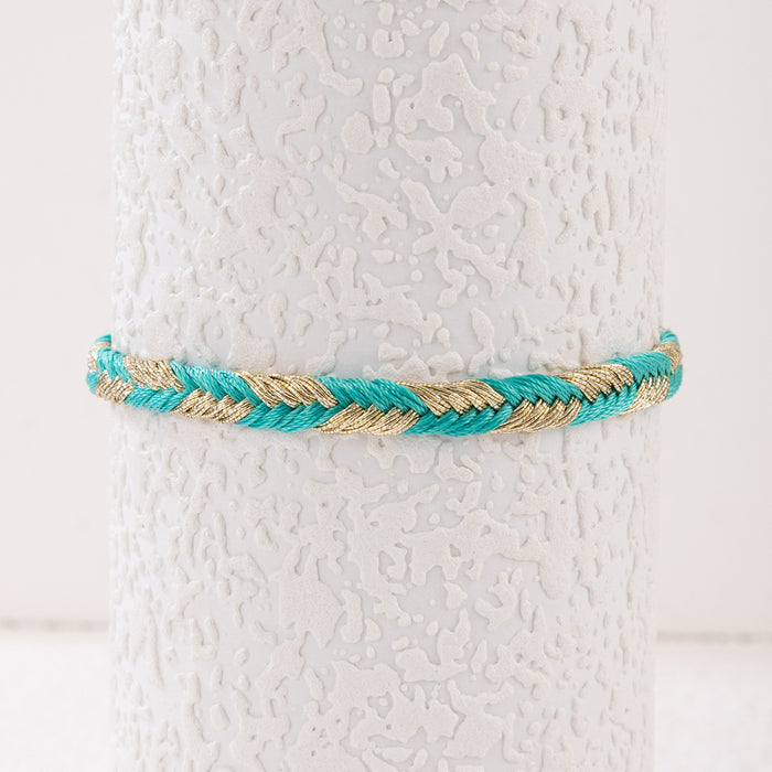 Handmade Woven Anklet with Geometric Colorful Design