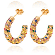 Multi-layer titanium steel earrings trend 18K gold irregular style - wallojewerly 