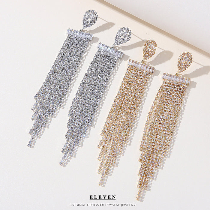 Creative Tassel Earrings - Simple Rhinestone Jewelry with a Trendy Design