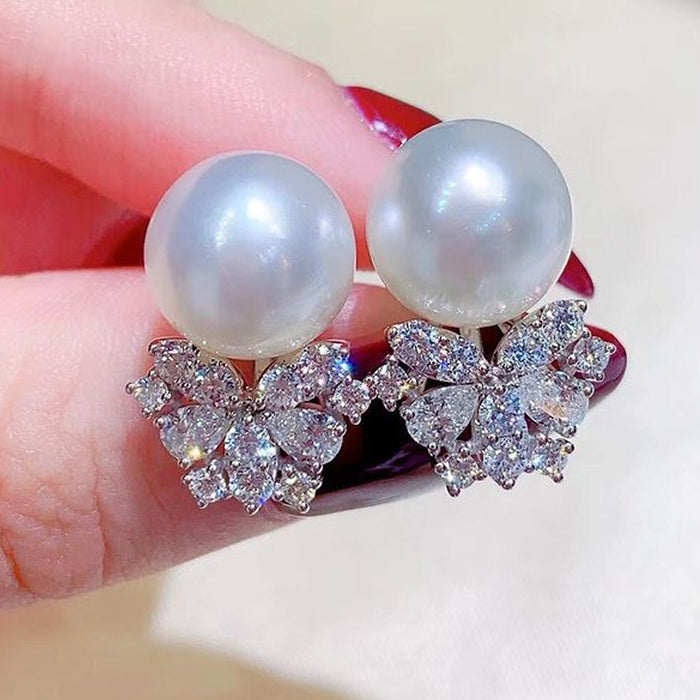 Baroque Imitation Pearl Zircon Earrings