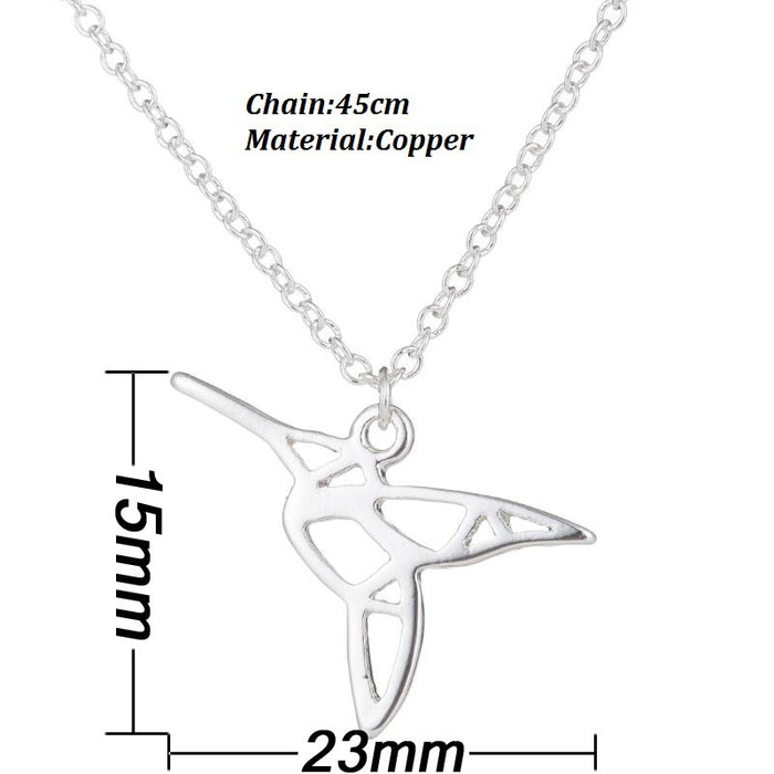 Origami hummingbird pendant necklace, niche design creative simple stainless steel animal accessories cross-border wholesale