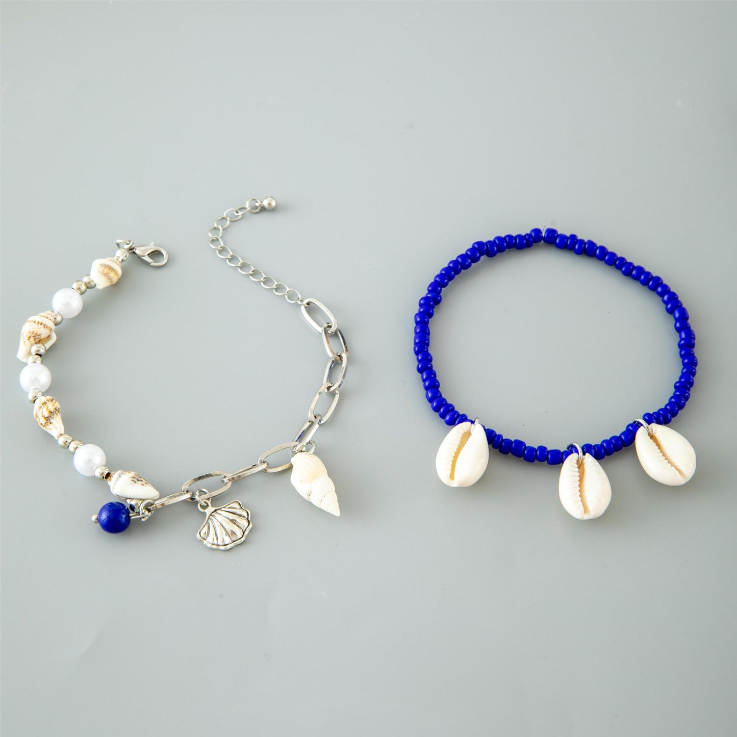 New Alloy Eye Shell Anklet Set - Trendy Three-Piece Ankle Bracelets