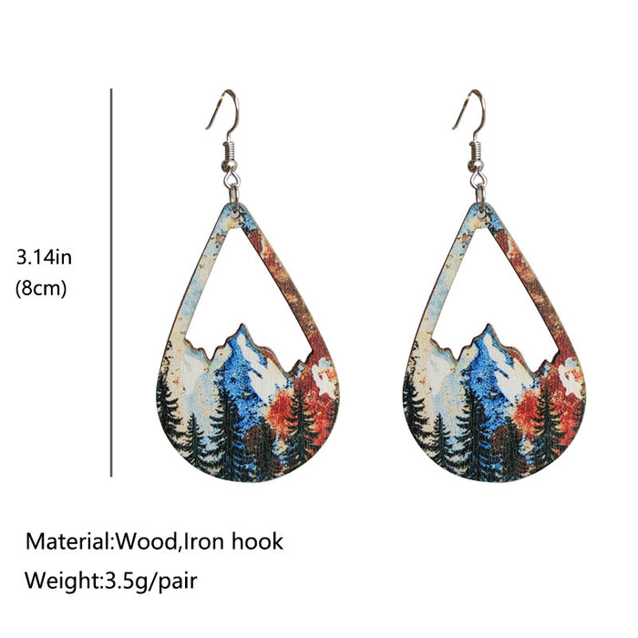 Wooden mountain earrings