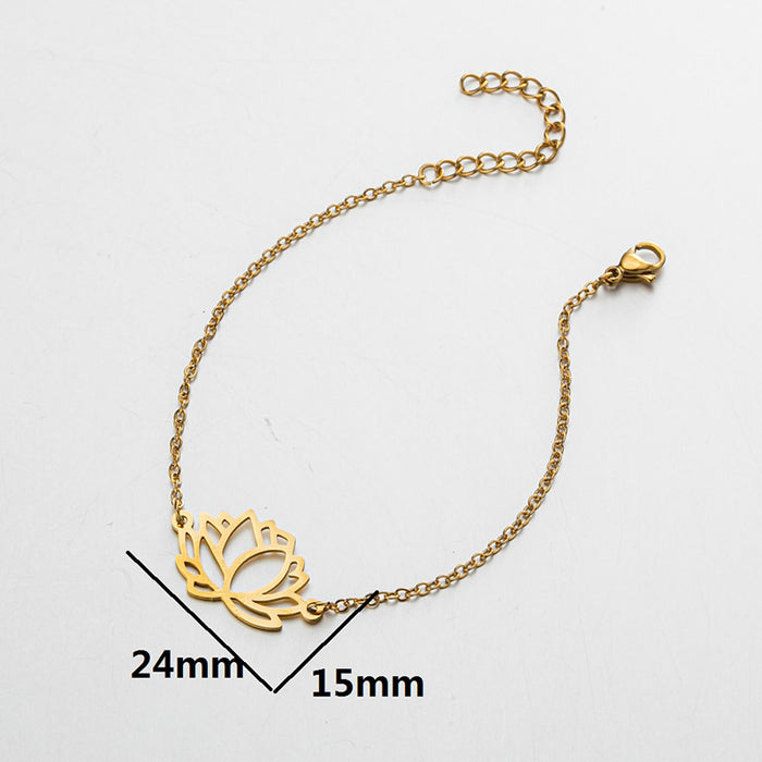 Lotus flower pendant bracelet, retro cold style personality jewelry wholesale