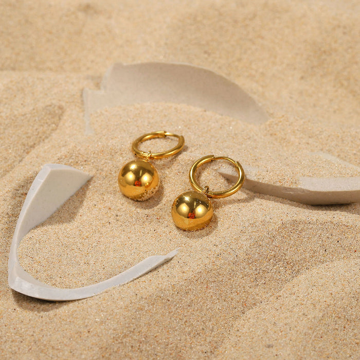 18K Gold Plated Stainless Steel Hollow Circle Earrings - Minimalist Titanium Steel Jewelry