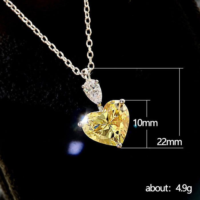 Cold style niche love necklace, yellow diamond zircon pendant