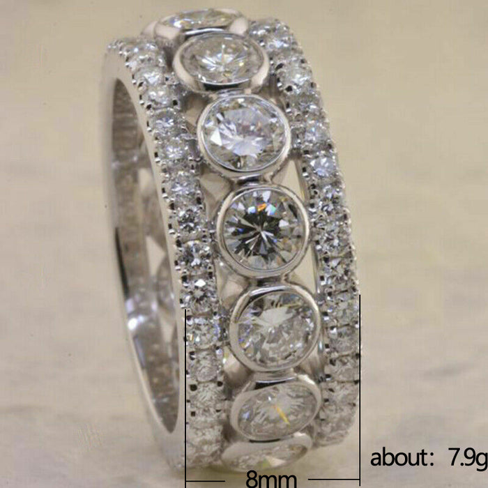 Hollow round micro-inlaid zircon ring popular jewelry