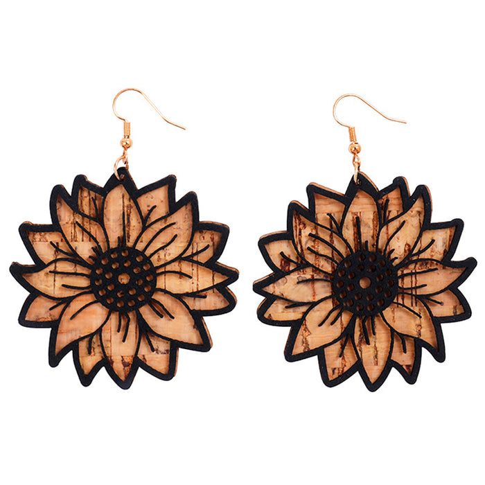 Wooden sunflower earrings