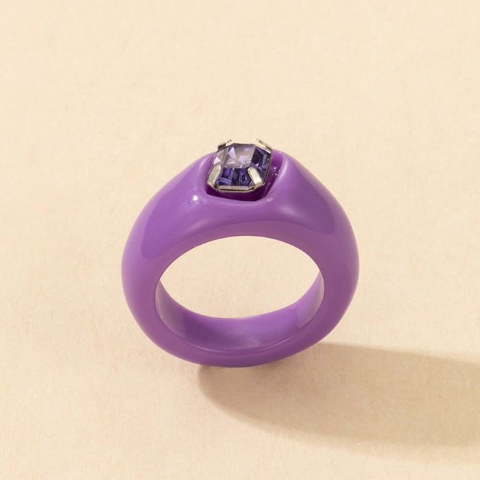 Transparent acrylic resin ring, retro ins style diamond design