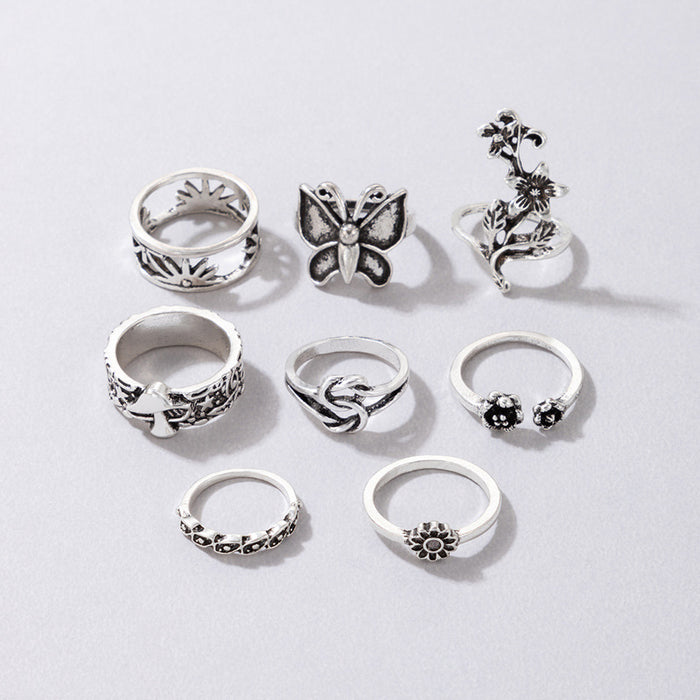 European and American retro style skull thirteen-piece ring set