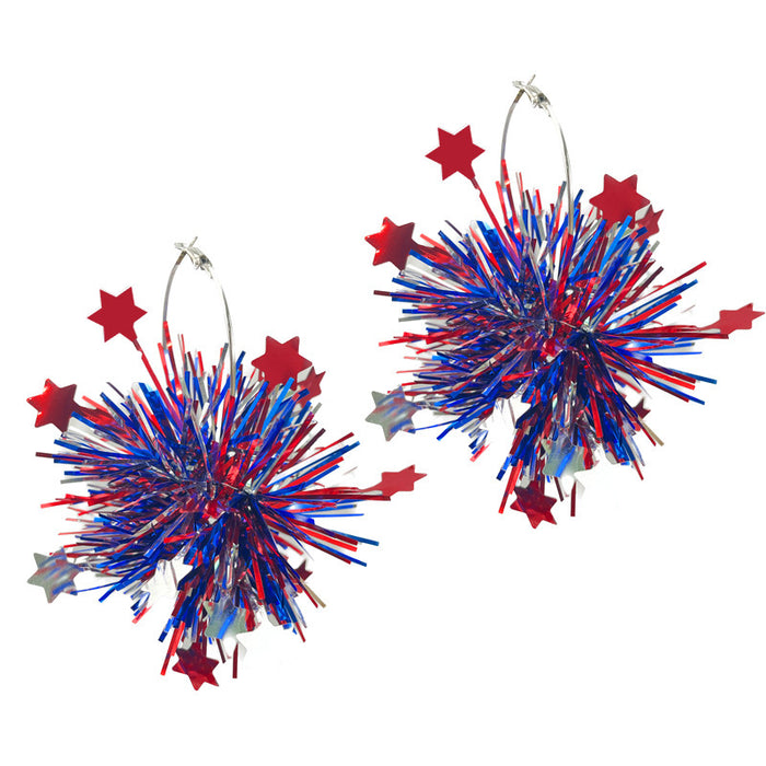 Independence Day Earrings with Firework and Ball Designs