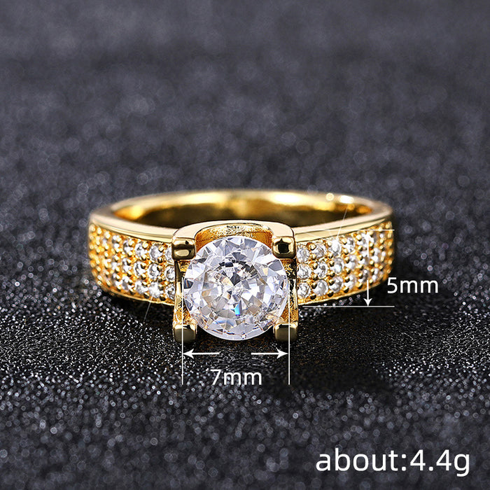 Group inlaid four-claw simulated zircon ring micro-inlaid luxury retro versatile ring