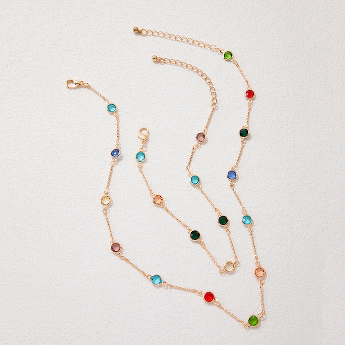 Color-Blocked Pearl and Gold Anklet Set - Retro and Stylish Accessory