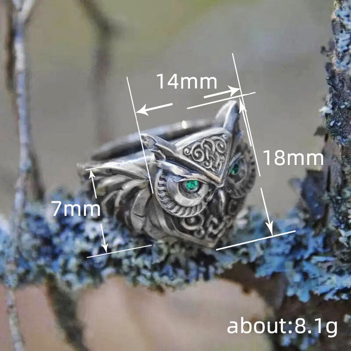 Retro 3D owl ring dark personality creative ring